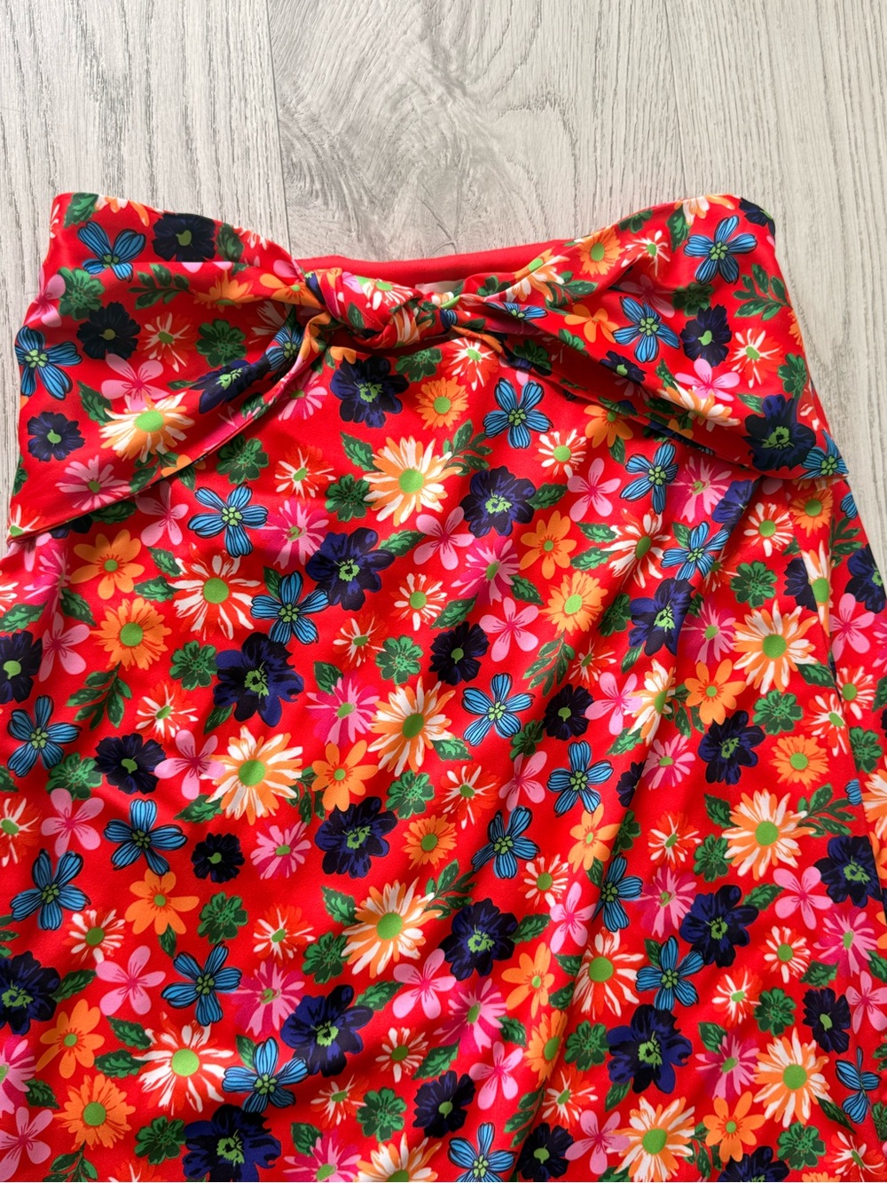 Red Floral Maxi Skirt - Women's Summer Wrap Style - Picture 6 of 13
